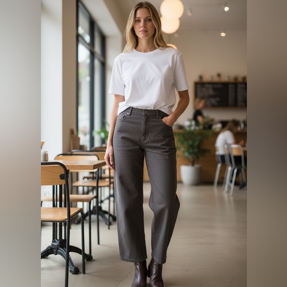AG Jeans Fiona High Rise Barrel NEW 31 Sulfur Misty Grey Italian Fabric MSRP$245